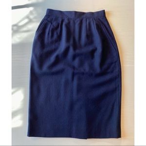 Vintage Anne Klein II Navy Wool Skirt